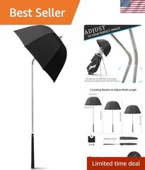 Elegant Black Golf Umbrella with Ergonomic Handle – Protects Clubs from Elements