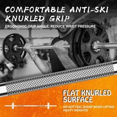 55&Prime; Straight Barbell, 1&Prime; Standard Weight Lifting Bar for Gym and Home Use