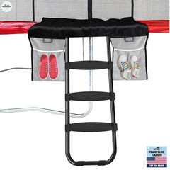 Universal Trampoline Ladder 3 Wide Steps Shoe Pocket 240 lb Black