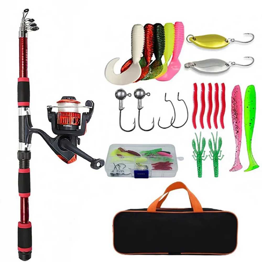 Carbon Fiber Telescopic Fishing Rod Pole Reel Combo Sea Saltwater Freshwater