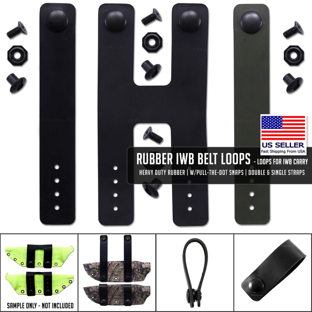 IWB Belt Loops – Heavy Duty Rubber – w/Pull-The-Dot Snaps/Durable Caps