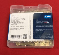 KMC X12 Gold Ti-N 12-Speed Bike Chain 126L fits SRAM GX NX Eagle 12sp Road / MTB