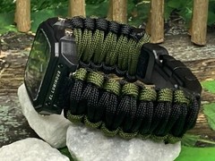 Handmade Black Army Green Adjustable Paracord Survival Band with Digital Watch