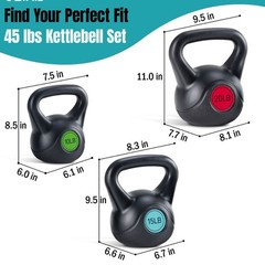 Concrete Kettlebell Set Multiple Weights 5 10 15 LB Home Gym Workout Equipment