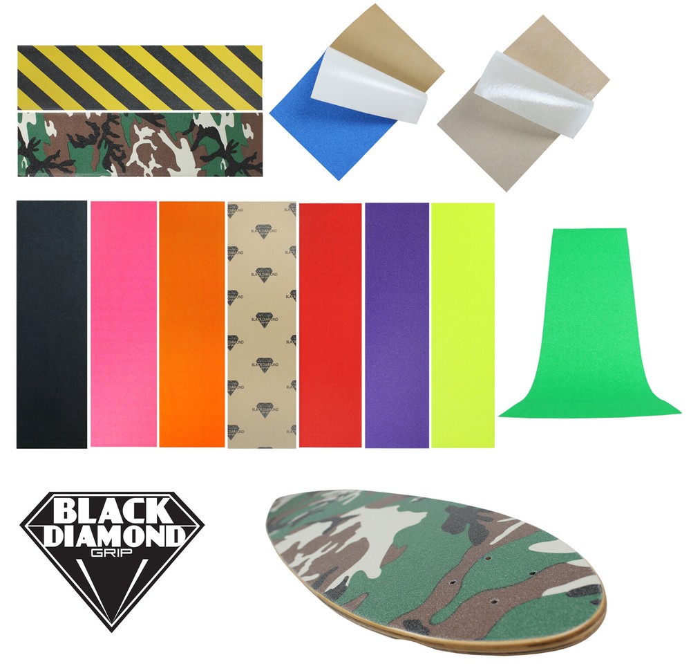 Black Diamond Longboard Skateboard Grip Tape Sheet 10&Prime; x 48&Prime;