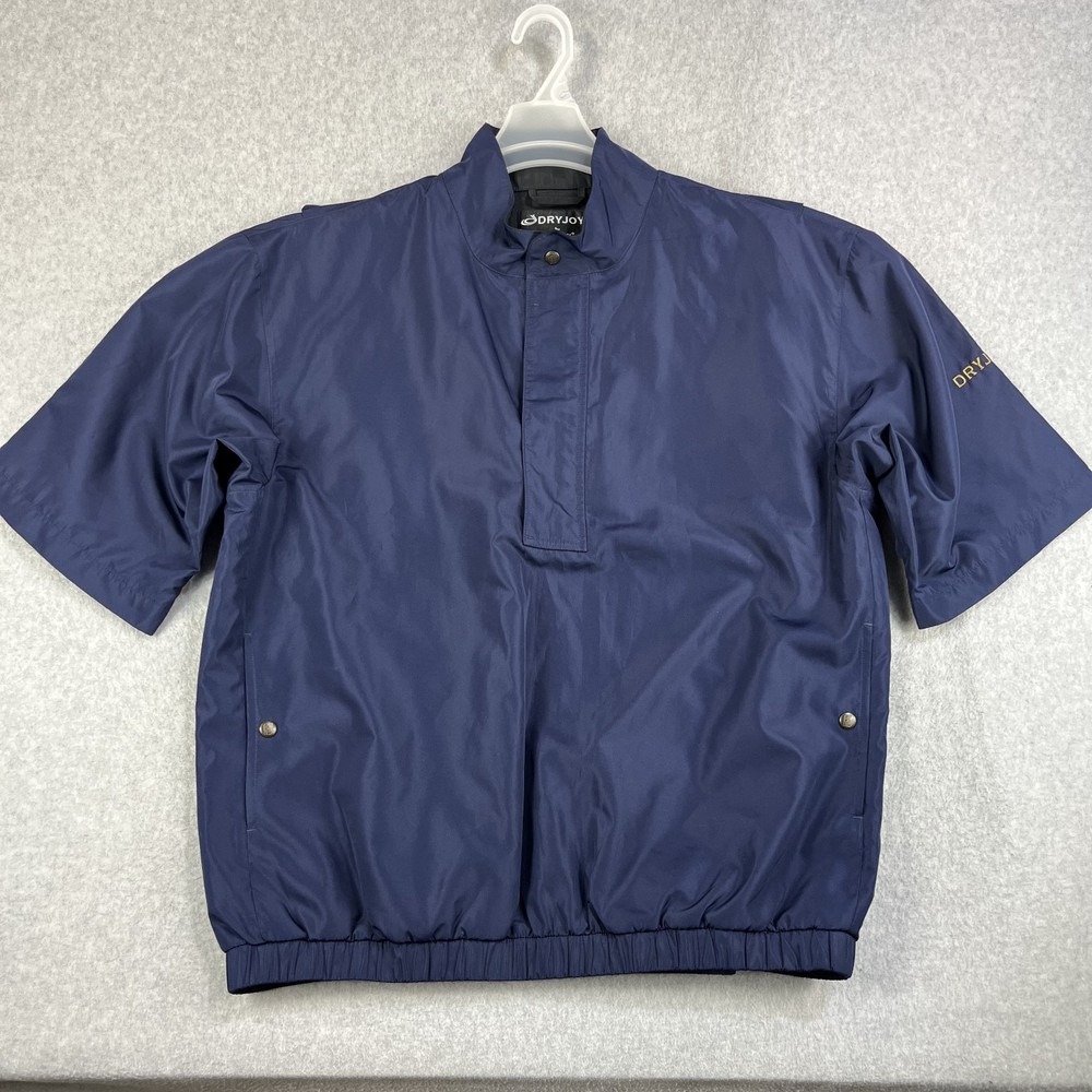 FootJoy DryJoys Mens Large Navy Black Short Sleeve Golf Rain Jacket Pullover