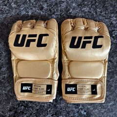 UFC Champion MMA Gold Fight Gloves PAIR Boxing Leather – Great For Autographs