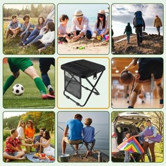 Portable folding stool with dual storage pockets and side pockets Compact adu…