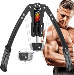 Hydraulic Adjustable Arm Exerciser: 22-440lbs Strength Trainer with LCD Display