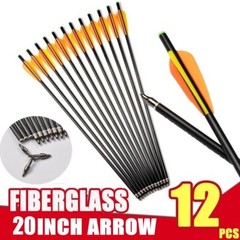 12X 20 INCH Crossbow Bolts Fiberglass Crossbow Archery Arrows w/Replaceable Tips