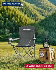SONGMICS 2 Pack Folding Camping Chairs, 330 lb Capacity Folding Lawn Chairs, wit