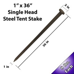 Heavy Duty Single Head 1×36 Steel Stakes Canopy Tents Inflatables Anchor 4 Pack