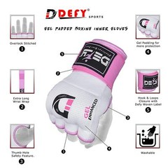 Gel Padded Inner Gloves with Hand Wraps MMA Muay Thai Boxing Bandage Fight Red