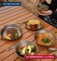 Boundless Voyage Ultralight Titanium Bowl Pan Plate Dish with Carry Bag Outdoor