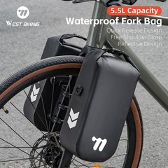 WEST BIKING Bicycle Front Fork Bag Waterproof Reflective Gravel Bike Bag 5.5L