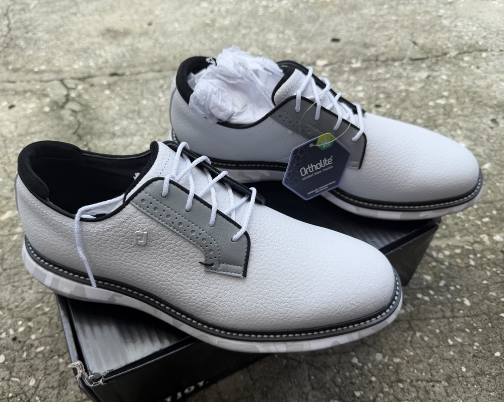 FOOTJOY TRADITIONS WHITE/WHITE/GREY PREVIOUS SEASON SIZE 9 MEN