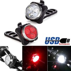 2 Set USB Rechargeable LED Bicycle Headlight Bike Front Rear Lamp Cycling Light