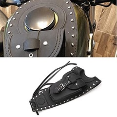 Motorcycle Fuel Bag Gas Pad Side Tool Bags Black Artificial Leather Fit for