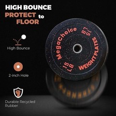1 Pairs Rubber Bumper Plates 2 in Weight Plates for Home Gym 10/15/25/35/45lbs