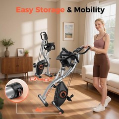 5-in-1 Folding Exercise Bike Indoor Stationary Cycling Bike 16 Resistance 330LB