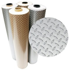 Rubber-Cal Diamond Plate Metallic PVC Flooring Silver 2.5mm x 4&prime; x 9&prime;