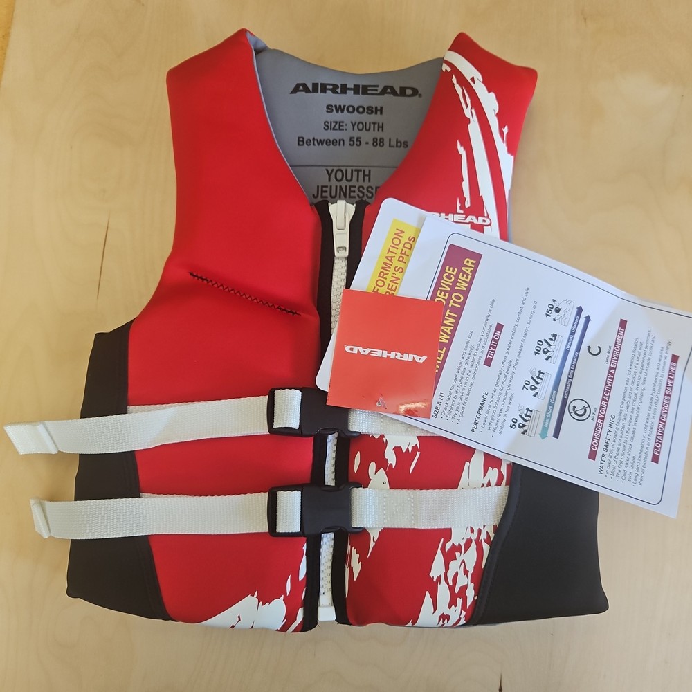 NWT AIRHEAD Swoosh Red Youth 55-88 Pounds Life Jacket Water Safety
