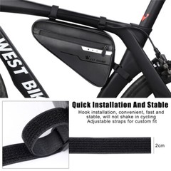 WEST BIKING Waterproof Bicycle Frame Bag Reflective Cycling Bike Triangle Bag 3L