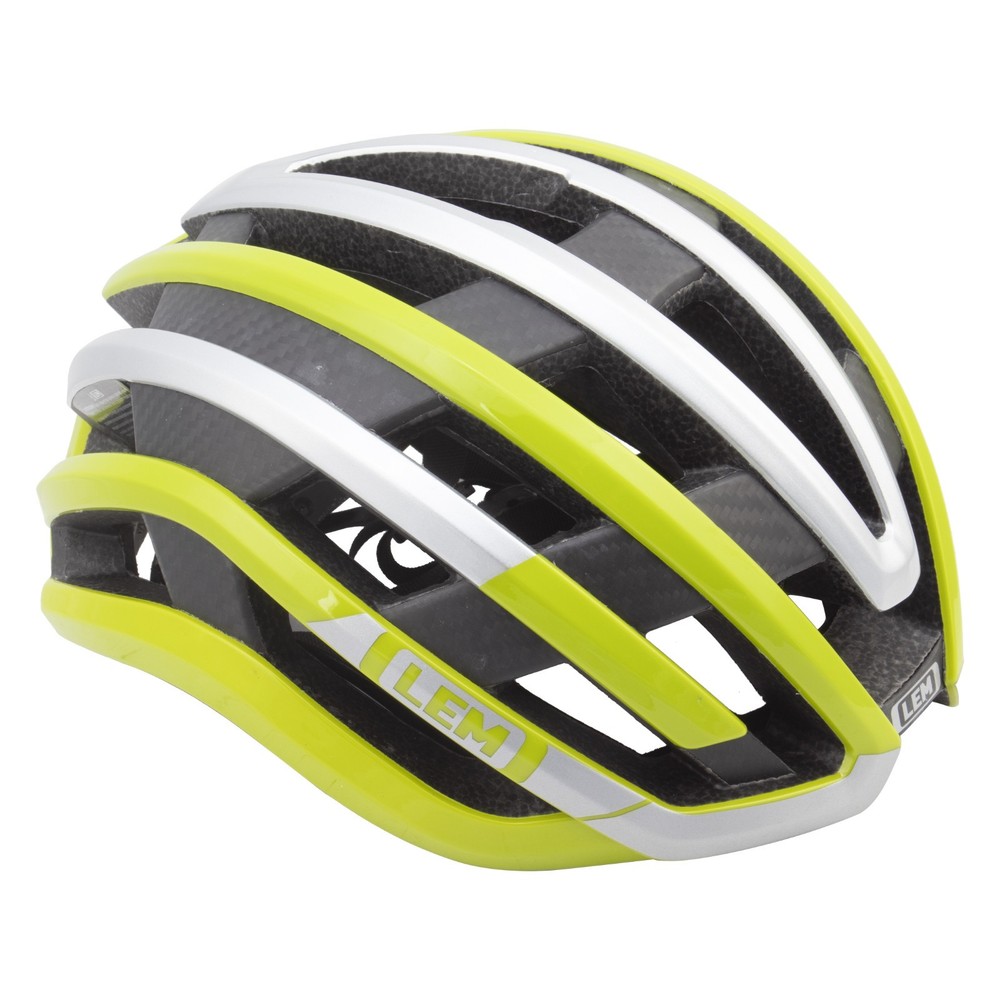 LEM MotiveAir Bike Helmet – Carbon Fiber+Flo Yellow – Lightweight Cycling Helmet