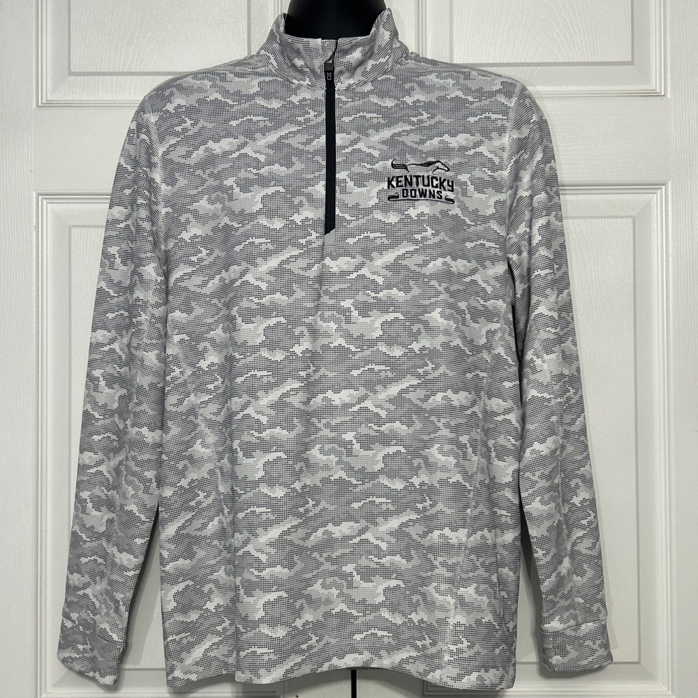 Cutter & Buck 1/4 Zip Pullover Traverse Camo Gray White Kentucky Downs Shirt M