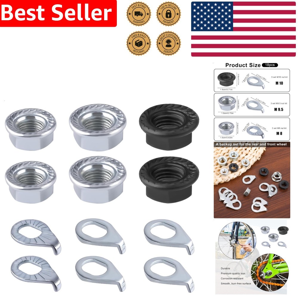 Bike Axle Nut Kit Durable M8 M9.5 M10 Flanged Washers Mountain Road Bike Hub…