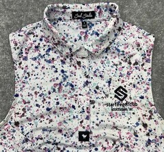 BAD BIRDIE Women Small Shirt Paint Splatter White Performance STARFIRE GOLF Logo