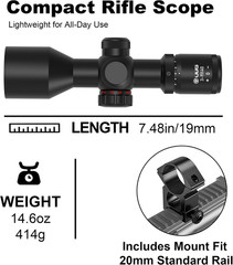 3-9X40 Compact Rifle Scope with Illuminated Reticle and Parallax Correction