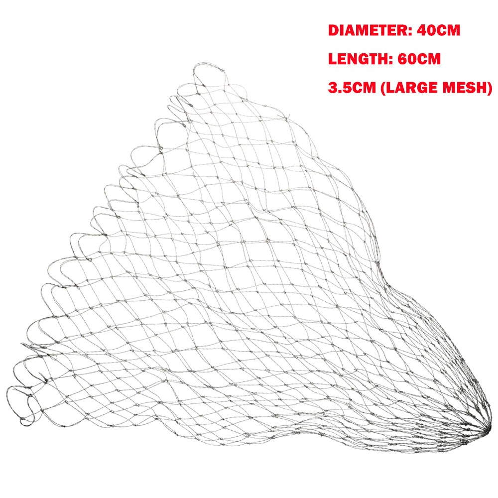 60×40CM Rubber-Coated Dyneema Mesh Fishing Landing Net – Large 3.5cm Mesh NEW