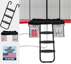 Universal Trampoline Ladder 3 Wide Steps Shoe Pocket 240 lb Black