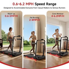 Foldable Walking Pad 16% Incline Treadmill, Max 6.3MPH Electric Running Machine