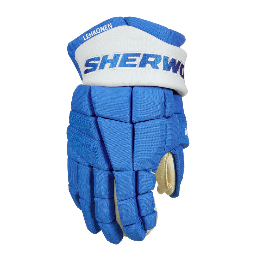 Sherwood Rekker Pro Stock Gloves – COL Lehkonen Offic. Light Blue/White,Senior