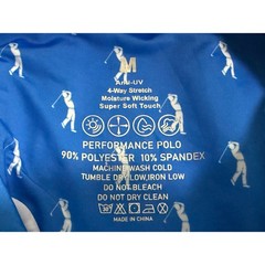Unbranded Performance Polo Mens Size M Blue Golf Print Short Sleeve Stretch