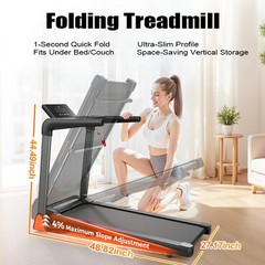 3.5 Folding Treadmill Large 105x42cm Running Platform Indoor Fitness Workout