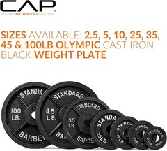 Cast Iron Olympic Weight Plates – 6 Pack with Easy Weight Identification