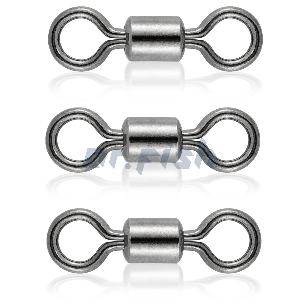 50/100pcs Rolling Barrel Swivels 20-330LB Fishing Swivel Solid Ring Lures Tackle
