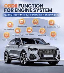 OBD2 Scanner with ABS SRS Transmission, Reset Fault Lights | Check Engine Code R
