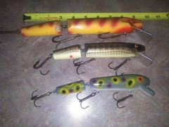 2 DALE WILEY MUSKY KING 9 & 7&Prime; JNTD. LSC MUSKY FISHING LURE CRANK BAIT + UNKNOWN