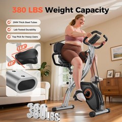 5-in-1 Folding Exercise Bike Indoor Stationary Cycling Bike 16 Resistance 330LB