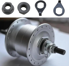 -Bicycle Hub 3/8 Inch Black Flange Shaft Nut Kits, with Front and Rear Bicycle W