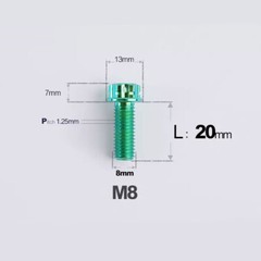 Titanium Screw, Torx Head Screw M8x10 – 120mm Green/Purple/Candy for Motorcycle