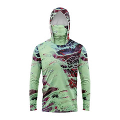 Men UPF 50+ Fishing Hoodie Shirt Long Sleeve Camo Hunting Sun Protection Mask