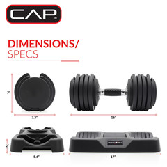 CAP Barbell 10-in-1, 55lb ADJUSTABELL® Dumbbell, (10 15 20 25 30 35 40 45 50 55