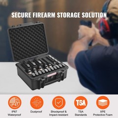VEVOR Hard Pistol Cases with Pre-cut Lining Lockable Pistol Case for 6 Pistol