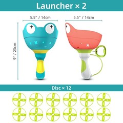 Ivtivfu Flying Disc Launcher Toy (2 Packs), Manual Medium, 2pcs Launchers