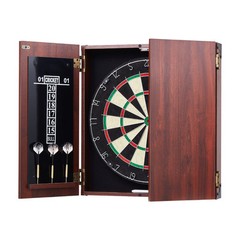 Dartboard and Cabinet Set Official Size Complete Accessory Steel Tip Dart